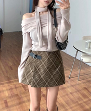 Load image into Gallery viewer, Belted Plaid Skort