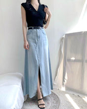 將圖片載入圖庫檢視器 Denim Cotton Maxi Skirt