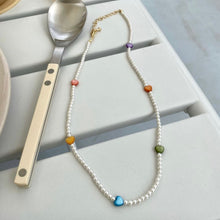 Load image into Gallery viewer, Colourful Heart Pearl Necklace