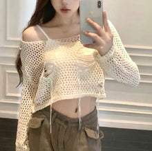 Load image into Gallery viewer, Ripped Mesh Knit Top