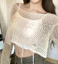 Load image into Gallery viewer, Ripped Mesh Knit Top