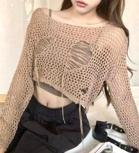 Load image into Gallery viewer, Ripped Mesh Knit Top