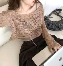 Load image into Gallery viewer, Ripped Mesh Knit Top
