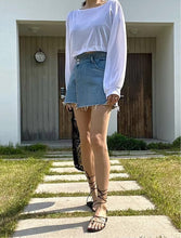 將圖片載入圖庫檢視器 Uneven Denim Skirt Pants