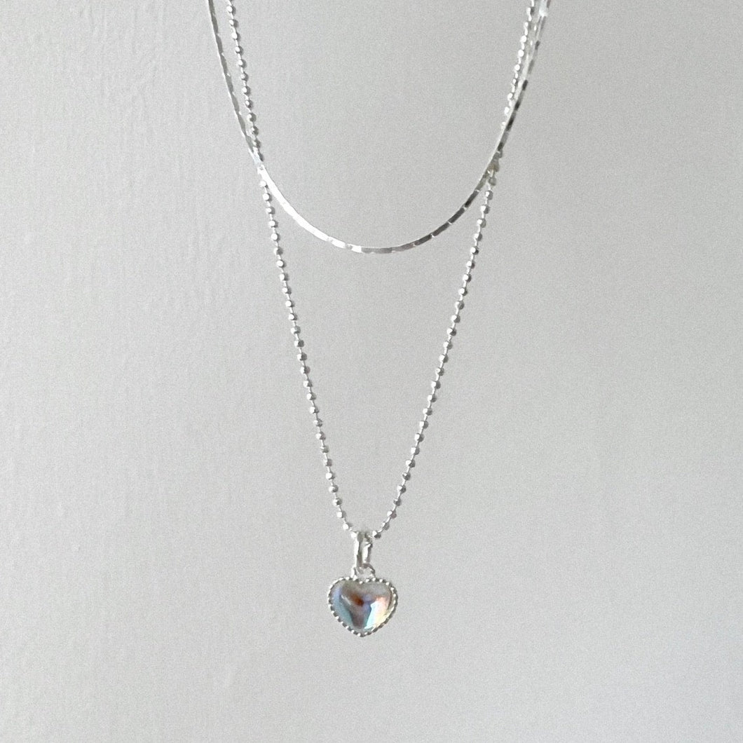 S925 Heart Stone Necklace Set