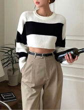 Load image into Gallery viewer, Striped Cropped Sweater