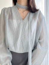 Load image into Gallery viewer, Ribbon Sheer Blouse
