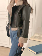 Load image into Gallery viewer, Fluffy PU Leather Jacket
