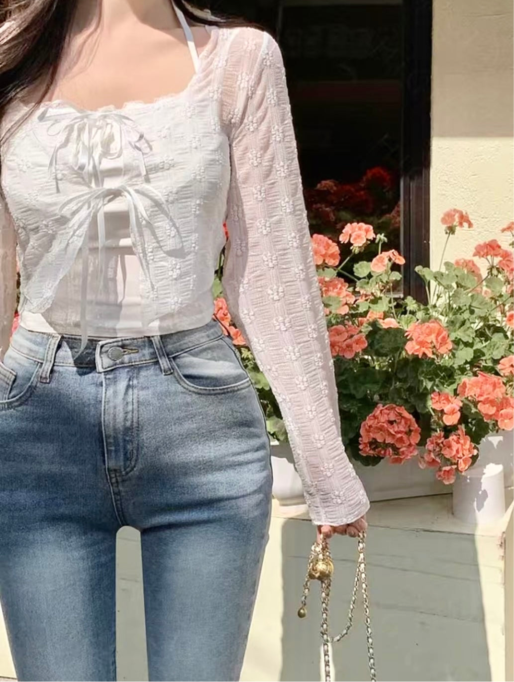 Daisy Ribbon Cardigan Top