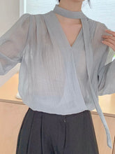 Load image into Gallery viewer, Ribbon Sheer Blouse
