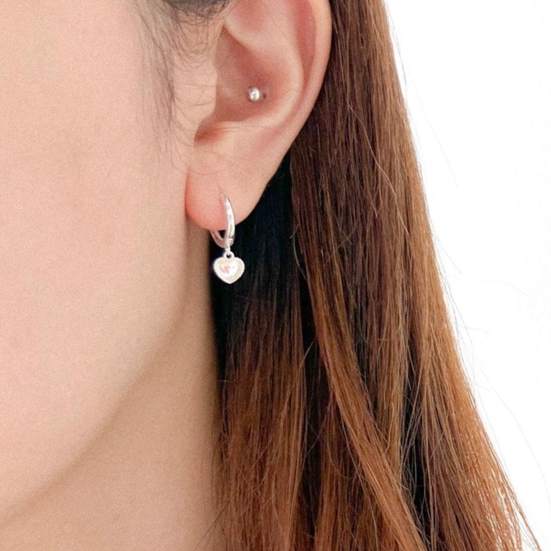 S925 Heart Stone Earrings