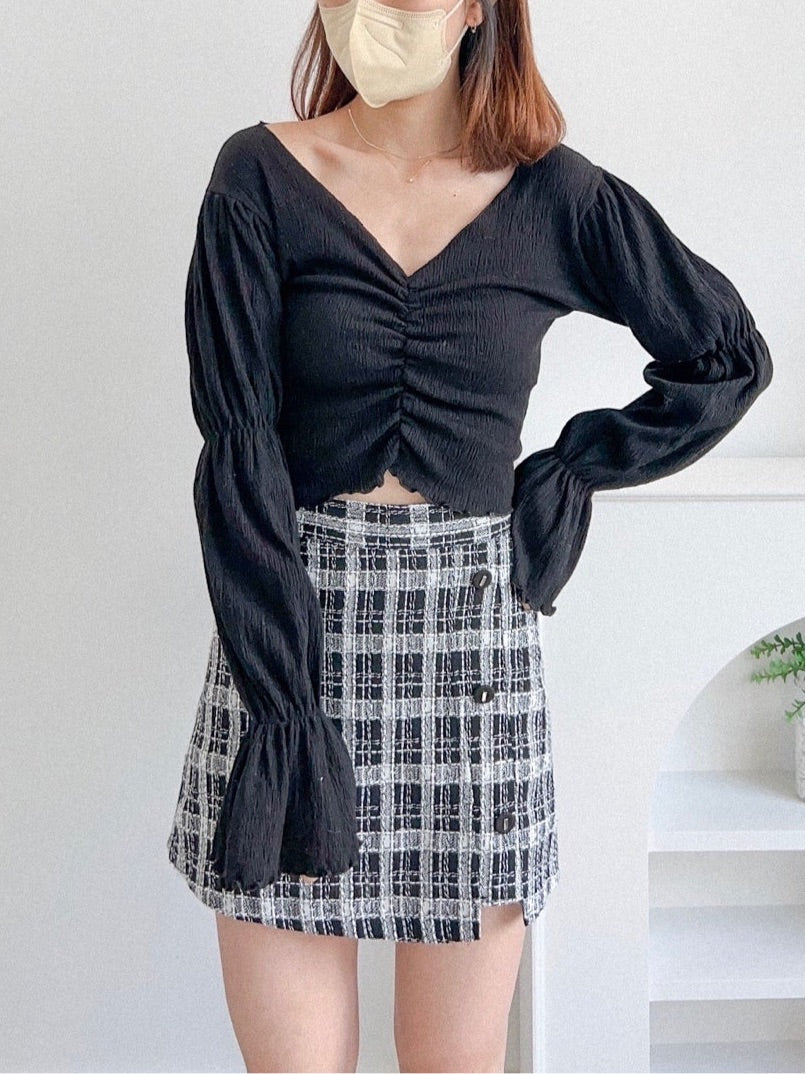 Button Tweed Skirt